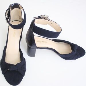 NEW Nine West Block Heel Glitter Ankle Strap Heel